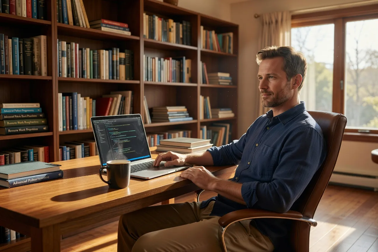 Software developer working remotely from home office in Toronto