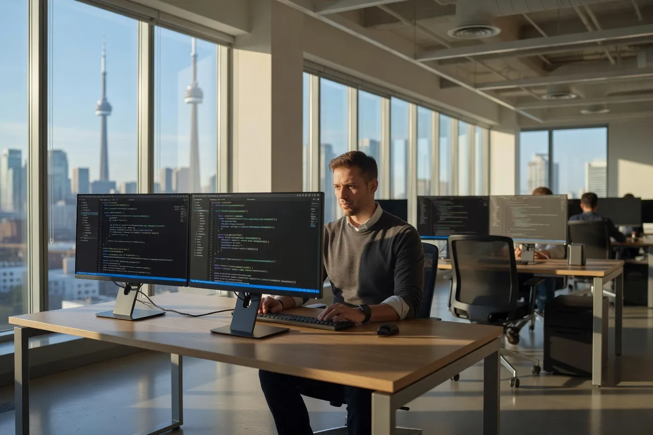 Ukrainian software developer in Toronto tech office 2026
